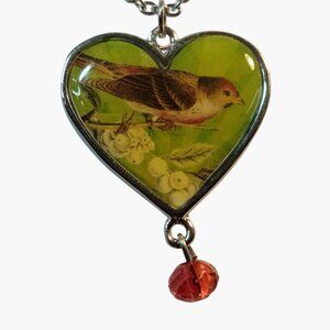 Believe Heart Bird Pendant Necklace Ganz Double Side  20 inch